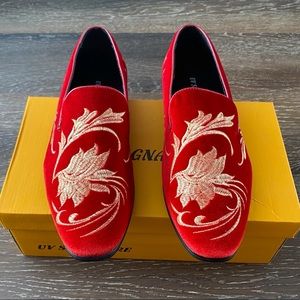 Men’s Red Velvet Smoking Slippers